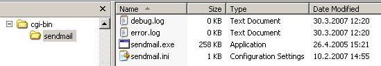 sendmail folder contents